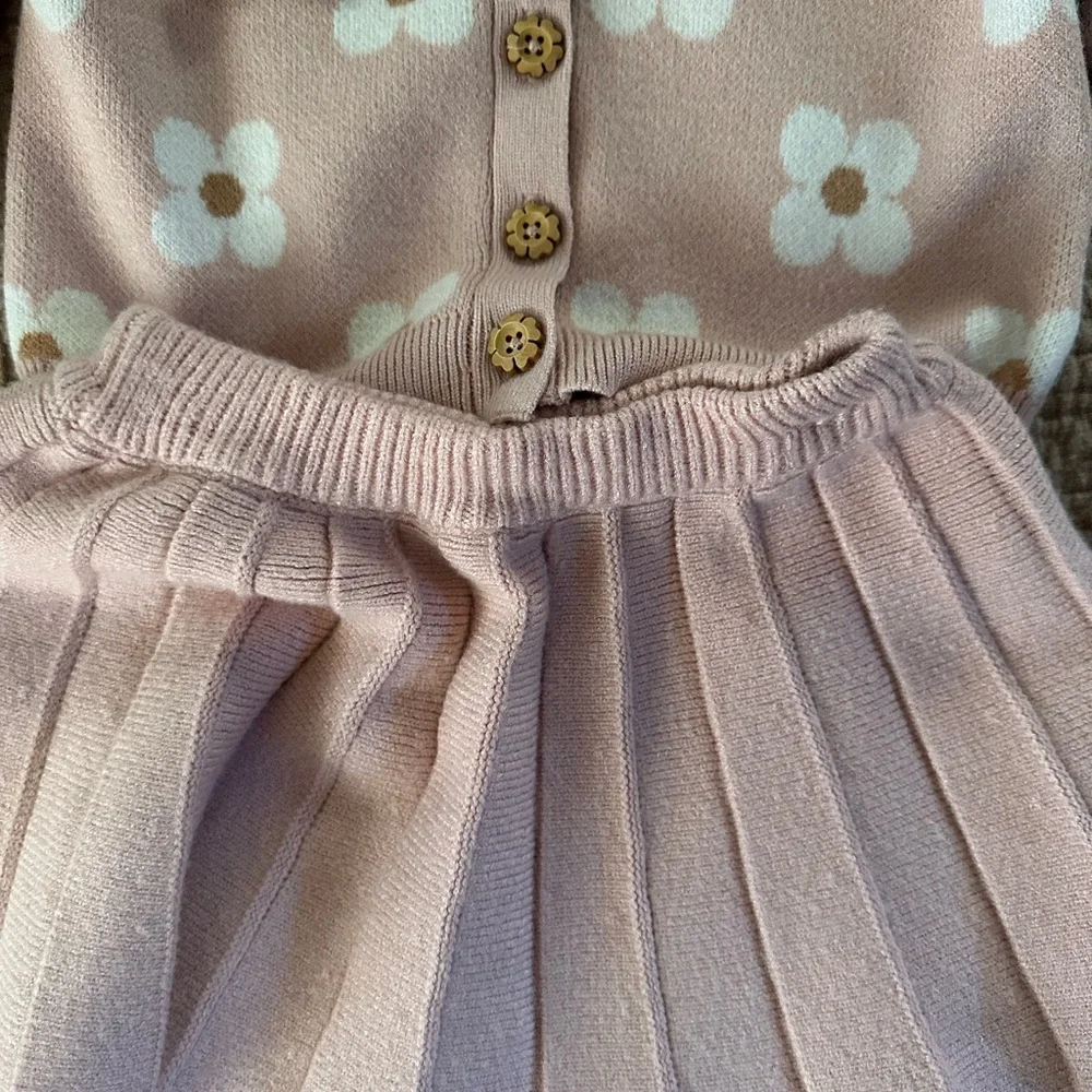 Happily Grey Kids' Floral Cardigan and Skirt Set + hair clip - Pink - Picture 7 of 8
